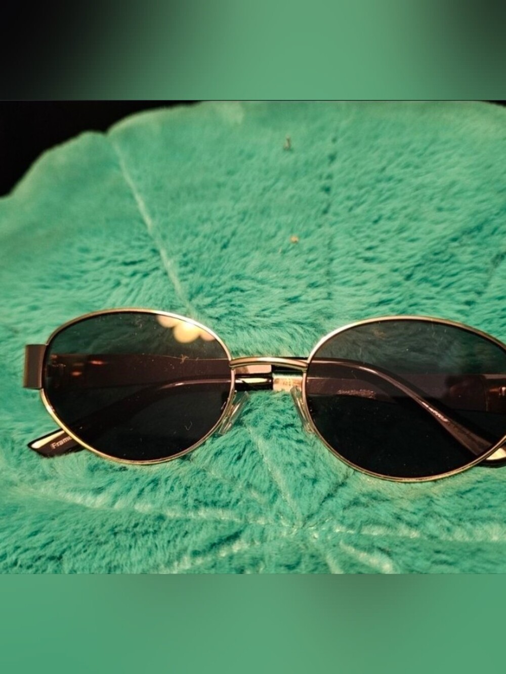 House of Harlow 1960 Oval Aviator Sunglasses Gold Black Retro Y2K UV Protection - Picture 5 of 7